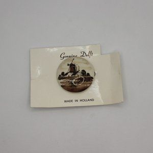 Vintage Brown Delft Brooch